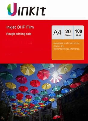 A4 Overhead Projector Film OHP Film For Inkjet Printing Only - 20 Sheets Uinkit