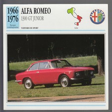 1966-1976 Alfa Romeo 1300 GT Junior Italian Car Photo Spec Sheet French Card