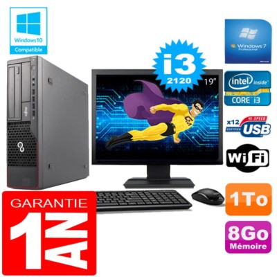 PC Fujitsu Esprimo E700 E90+ SFF Core I3-2120 8Go Scheibe 1 Zu Wifi W7 Ecran 19