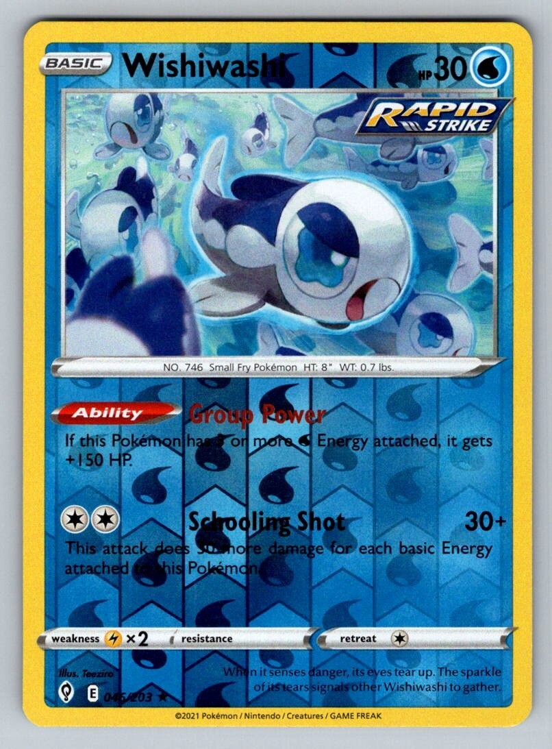 2021 Pokemon TCG Evolving Skies Wishiwashi Reverse Holo 46/203