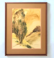 Vnt Virginia Dicken Signed Original Watercolor Painting Impressionist Landscape 