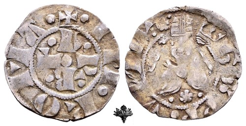 PÄPSTLICHER STAAT Rom römisches Bolognino SELTENES SILBER Papst Gregor XI. (1370-1378)