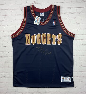 NWT Vtg Starter Denver Nuggets Dan Issel AUTO Pro Cut Basketball Jersey Sz 48