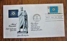 CONNECTICUT STATE FLAG  1976 fleetwood cachet fdc STATUE OF ROGER SHERMAN