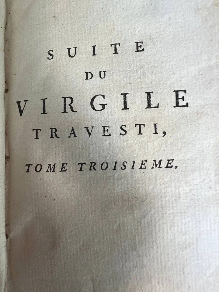 1752 Le Virgil Travesti Third Volume Burlesque Style Buillon Versified Aeneid B7 Foto 4 de 4