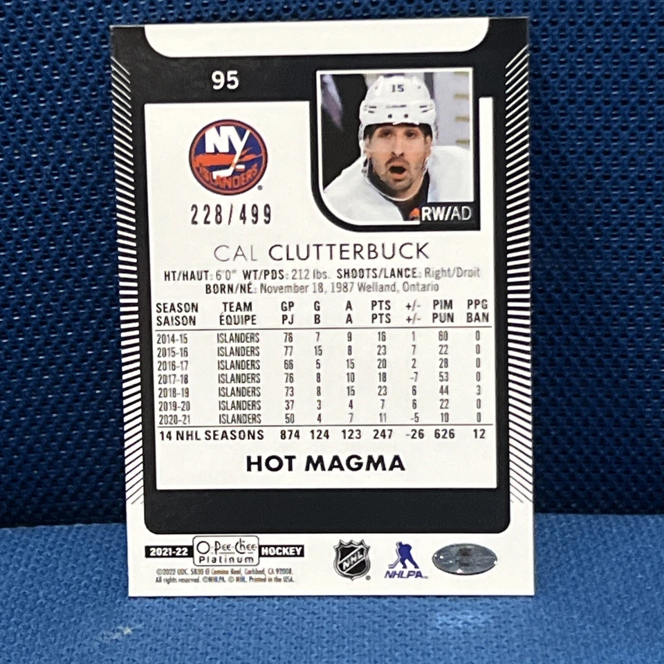 2021-22 O-Pee-Chee Platinum #95 Hot Magma CAL CLUTTERBUCK 228/499 - Image 2 of 3