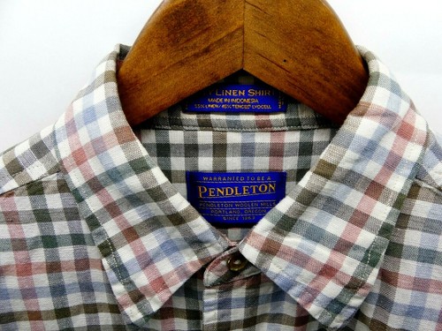 Pendleton City Linen Button Front Shirt S/S Multi Color Check Men's Sz Medium - Picture 2 of 8