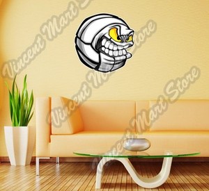 Angry Smiling Volleyball Ball Funny Wall Sticker Room Interior