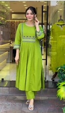 Women Traditional Wear Kurti Pant Set Long Elegant Bollywood Top Tunic Dress