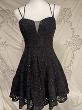 Vintage 90s Windsor Whimsygoth 50s style black lace Mini sequin dress 3 4 Xs