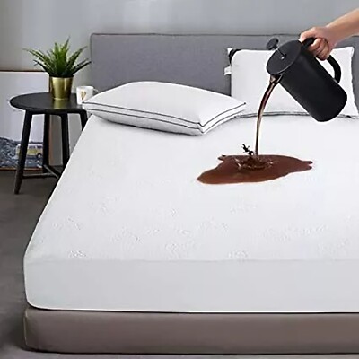 WATERPROOF TERRY SMALL DOUBLE MATTRESS PROTECTOR FITTED SHEET COVER NON ...