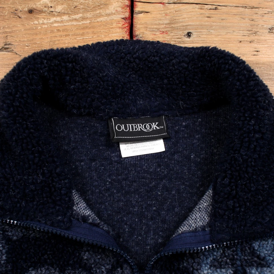 Vintage Outbrook Fleece Jacket L 90s Christmas USA Made Blue Womens - Изображение 3 из 4