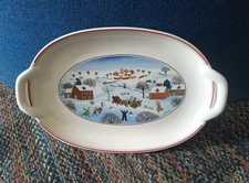 VILLEROY & BOCH Laplau DESIGN NAIF CHRISTMAS Oval Serving Platter 10 1/4" X 6.5"