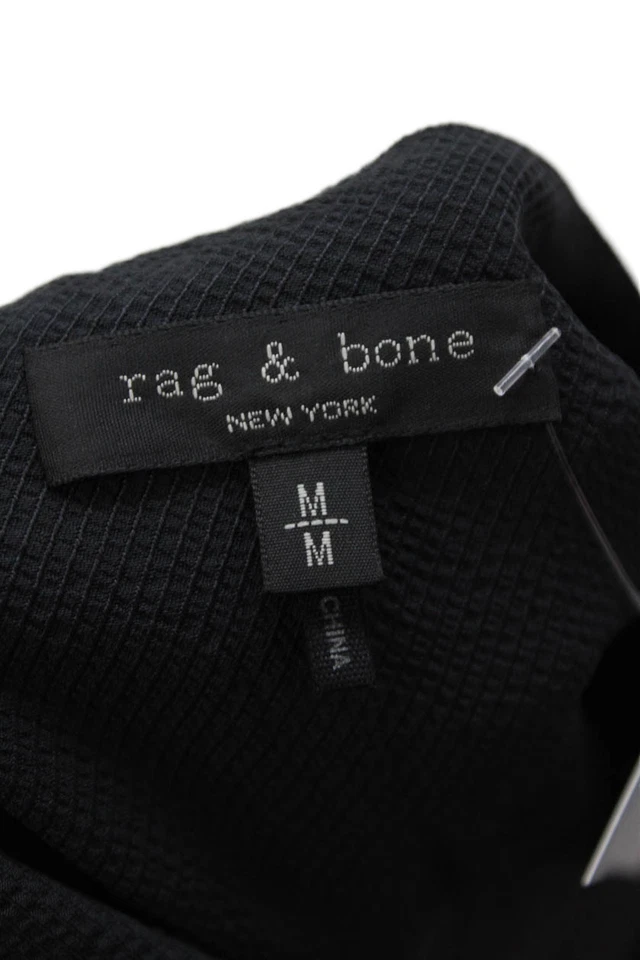 Vestido envolvente Rag & Bone para mujer negro cuello en V manga corta 100 % viscosa talla M Foto 4 de 4