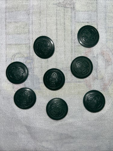 Vtg Official Girl Scouts Of America Green Loose Buttons Lot Of 8 Shank 11/16”