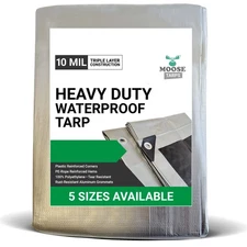 Heavy Duty Tarp 20x25 Silver Black Car Boat Roof Construction Cover Tarpaulin