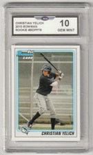 2010 BOWMAN CHRISTIAN YELICH ROOKIE CARD MILWAUKEE BREWERS OUTFIELDER. rookie card picture