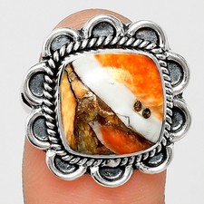 Premium Spiny Oyster Turquoise Arizona 925 Sterling Silver Ring Size 7 R-1221