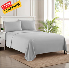 Twin XL Sheets - Breathable Luxury with Full Elastic  XL, Silver