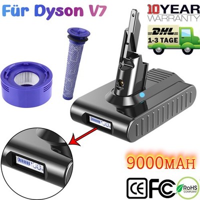Für Dyson V7 9000mAh 21.6V Akku mit LED-Anzeige Animal FLUFFY Staubsauger Filter