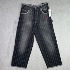 Vintage Rocawear Carpenter Jeans Boys 10 Black Denim Pinstripe Cotton Baggy