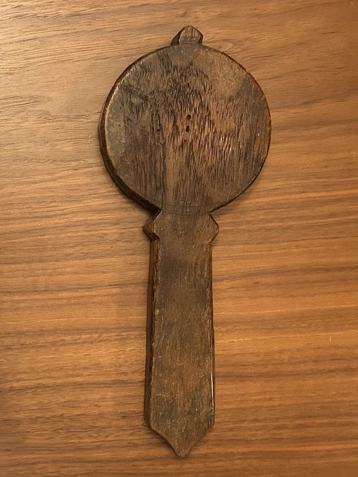 Antique Carved Wood Primitive Lollipop Butter Print Stamp Flower Rosette Pattern - Image 3 of 4