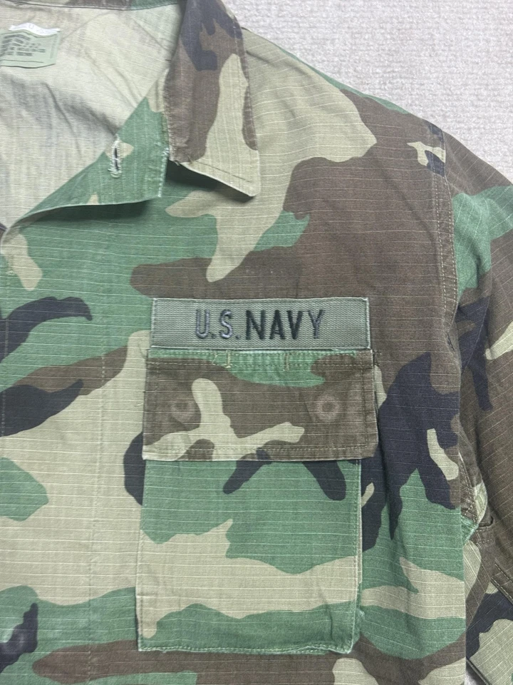 Vintage US Navy BDU Jacket Mens Medium Regular Woodland Camo Ripstop Combat 90s - Image 2 of 4