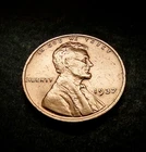 1937  Lincoln Wheat 1¢ Cent Penny Coin  Free Shipping!   Good VINTAGE Condition