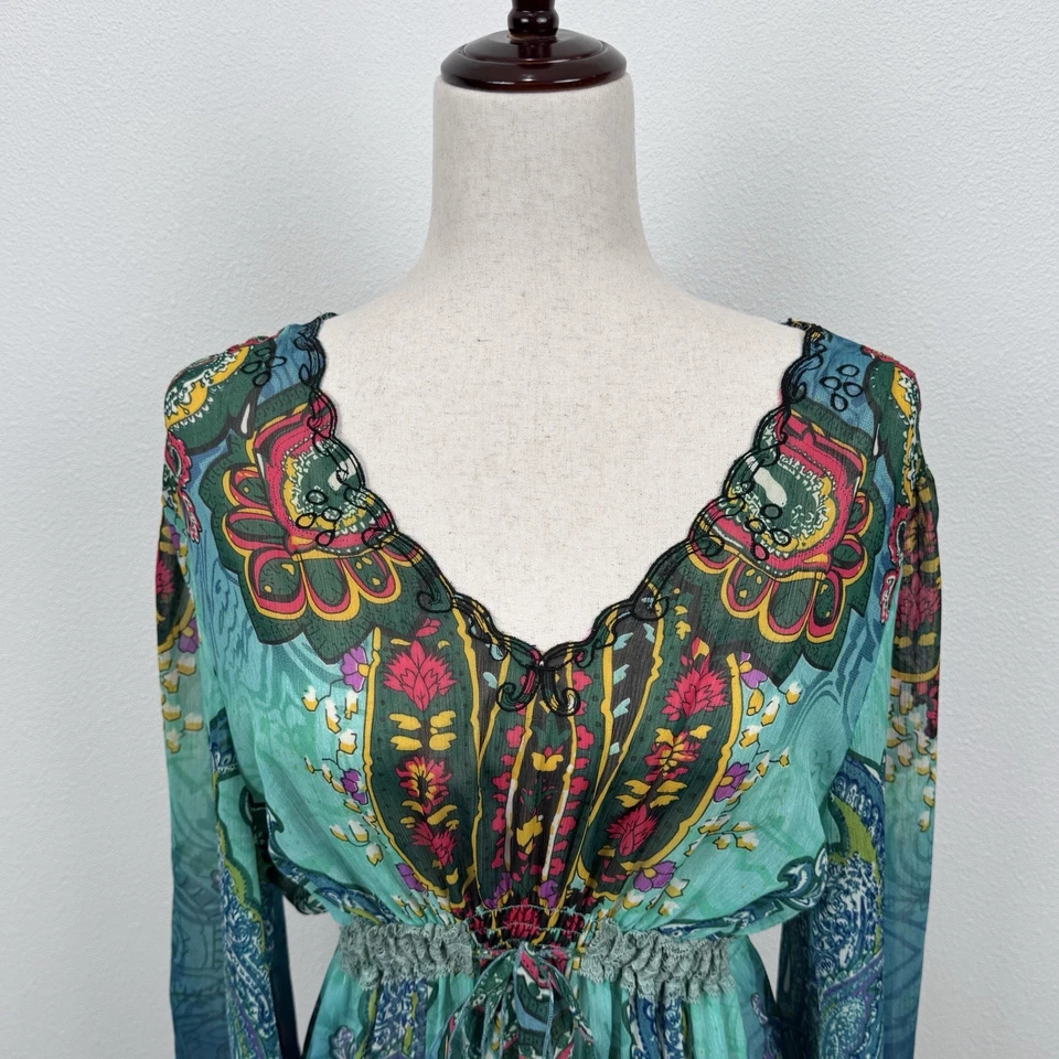 Top Mushka By Sienna Rosa Para Mujer L Transparente Bordado Boho Colorido Caprichoso Arte Foto 2 de 4