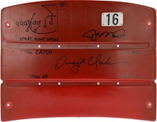 Joe Montana and Dwight Clark Dual Signed Candlestick Seatback w/Inscs-Black Ink