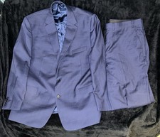 Lauren Ralph Lauren Windowpane Check Glen Suit Men 50L Navy Wool Polyester 44x32