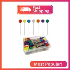 200Pcs Flat Head Sewing pins, Straight Pins with Flower Colored Heads, 2.16inch