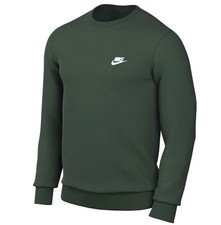 NWT MEN Nike Club Fleece Crewneck Sweatshirt Olive BV2662 323 Size Medium