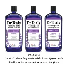 (3 pack) Dr Teal's Foaming Bath with Pure Epsom Salt, with Lavender, 34 fl oz