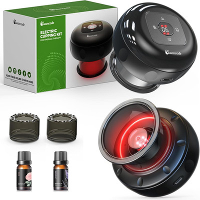 Smart Cupping Set, Electric Cupping Device with Red Light, Heated Cupping Massag