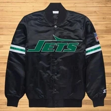 Jet-s Black Satin Bomber Style Letterman Embroidered Varsity Jacket