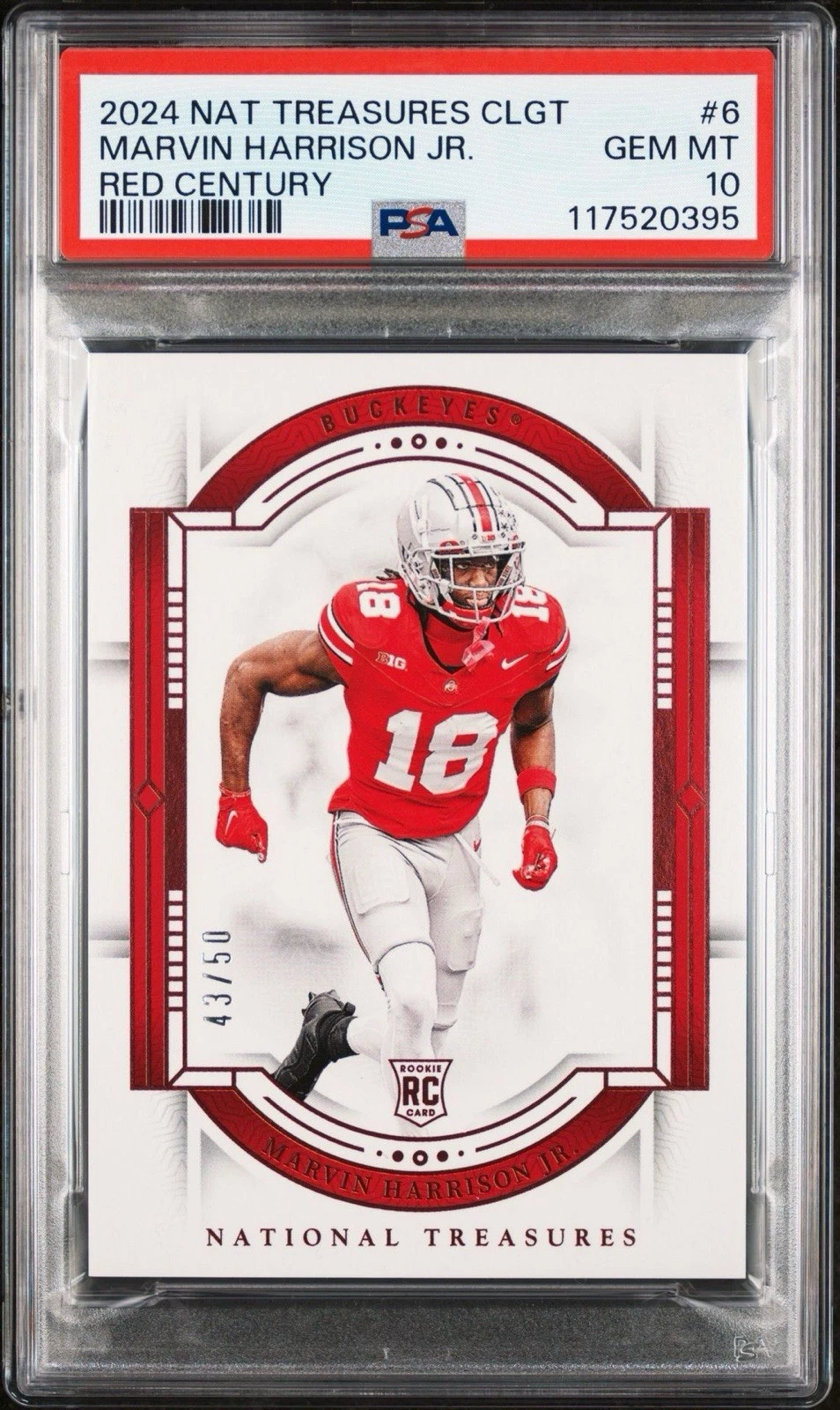 Marvin Harrison Jr. Panini National Treasures Collegiate #6 Red Century