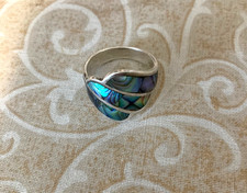 Sterling Silver and Abalone/Mother of Pearl Ring sz. 6 stamped "925"