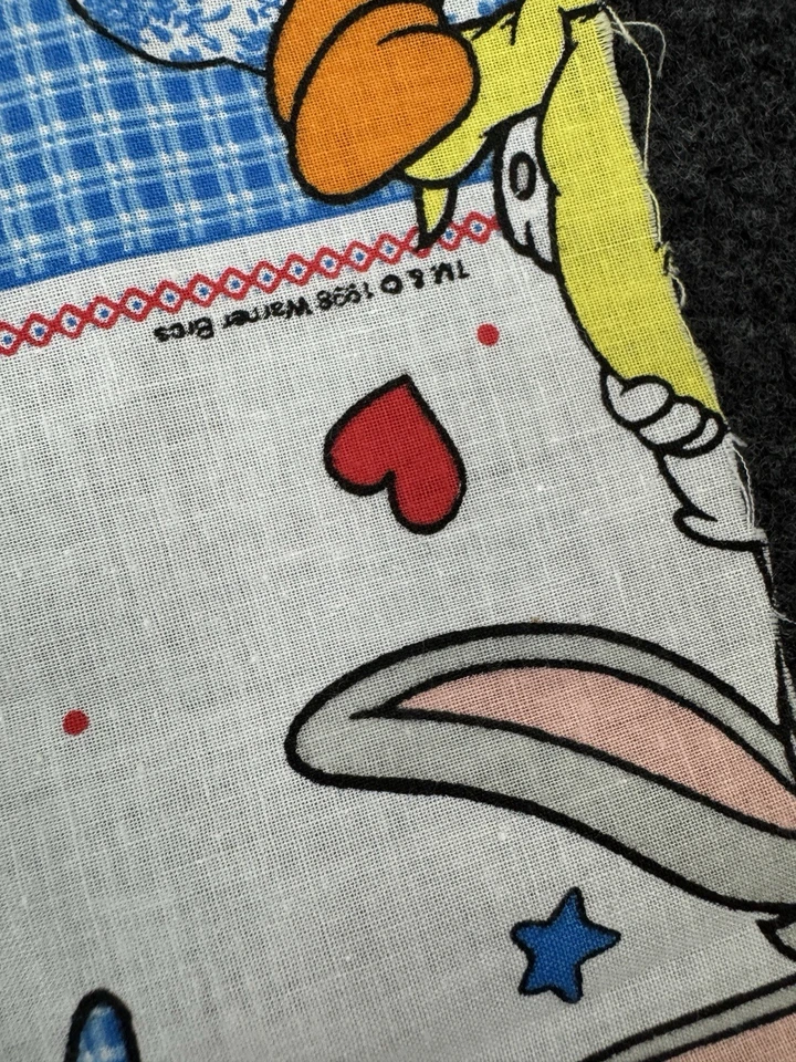 Vtg Warner Brothers Baby Looney Tunes Fabric Tweety Bugs 45" x 19" - Image 2 of 4