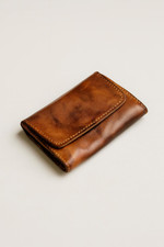 Handmade Full Grain Leather Wallet - Vintage Style Minimalist Card Holder