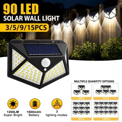 Outdoor Solar Powered Wall Light 90 LEDs ,3 Modes,1500mAh, IP65