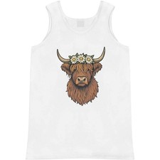 'Highland Cow with Daisy Crown' Adult Vest / Tank Top AV056614