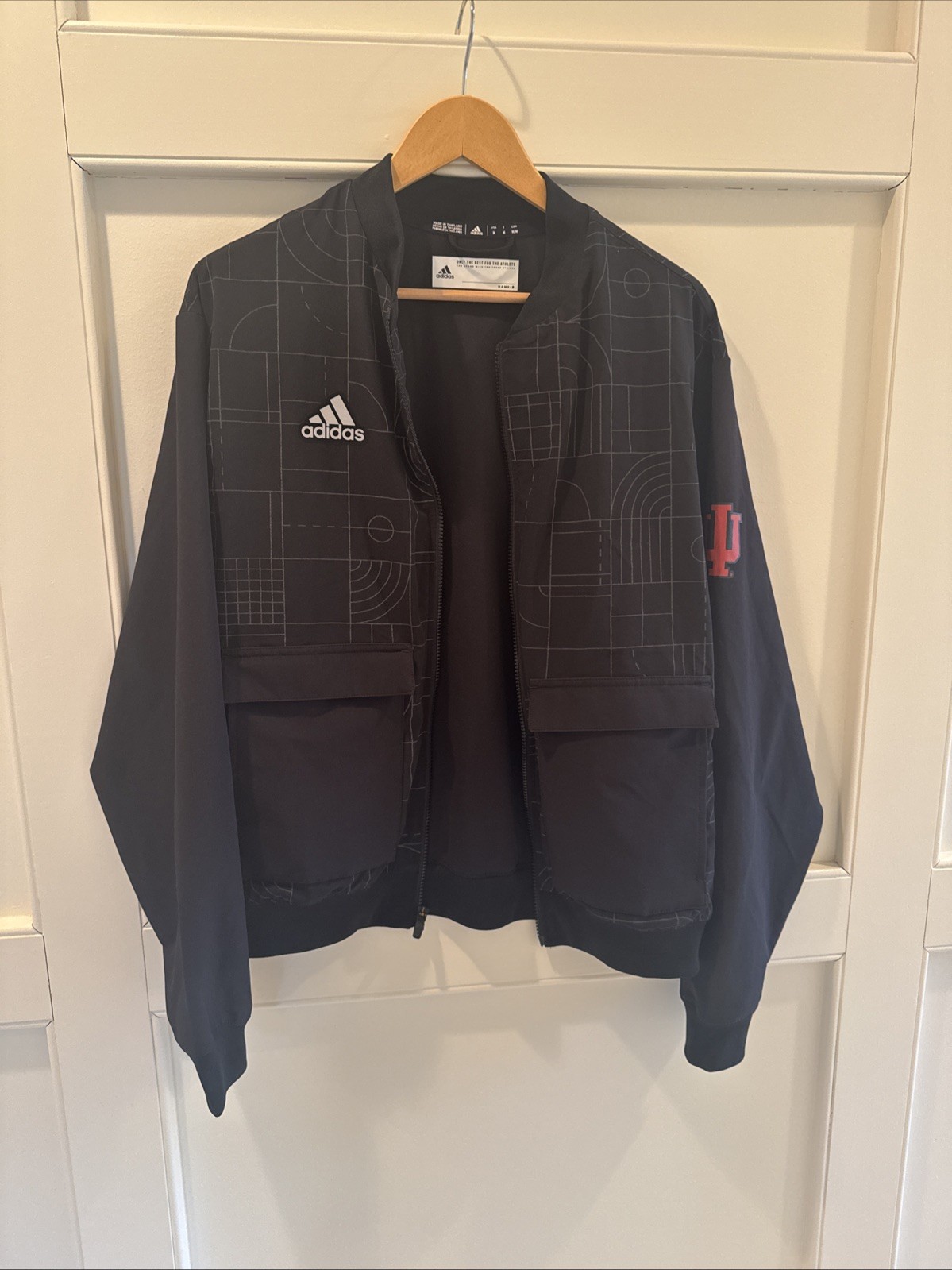 adidas Men's Lightweight Black Jacket Indiana University Size M