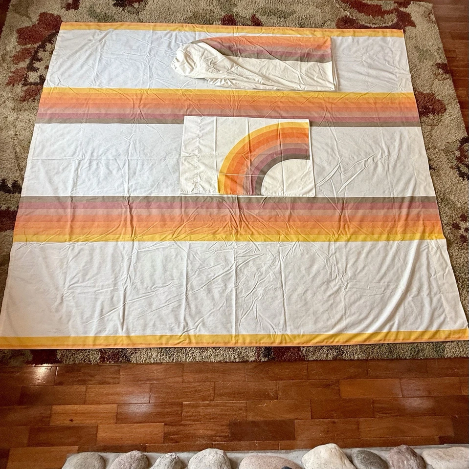 Funda de Almohada Sábana Completa y Ajustable 3 Piezas De Colección Años 70 Wamsutta Ultracale Tomorrow’s Rainbow Foto 3 de 4