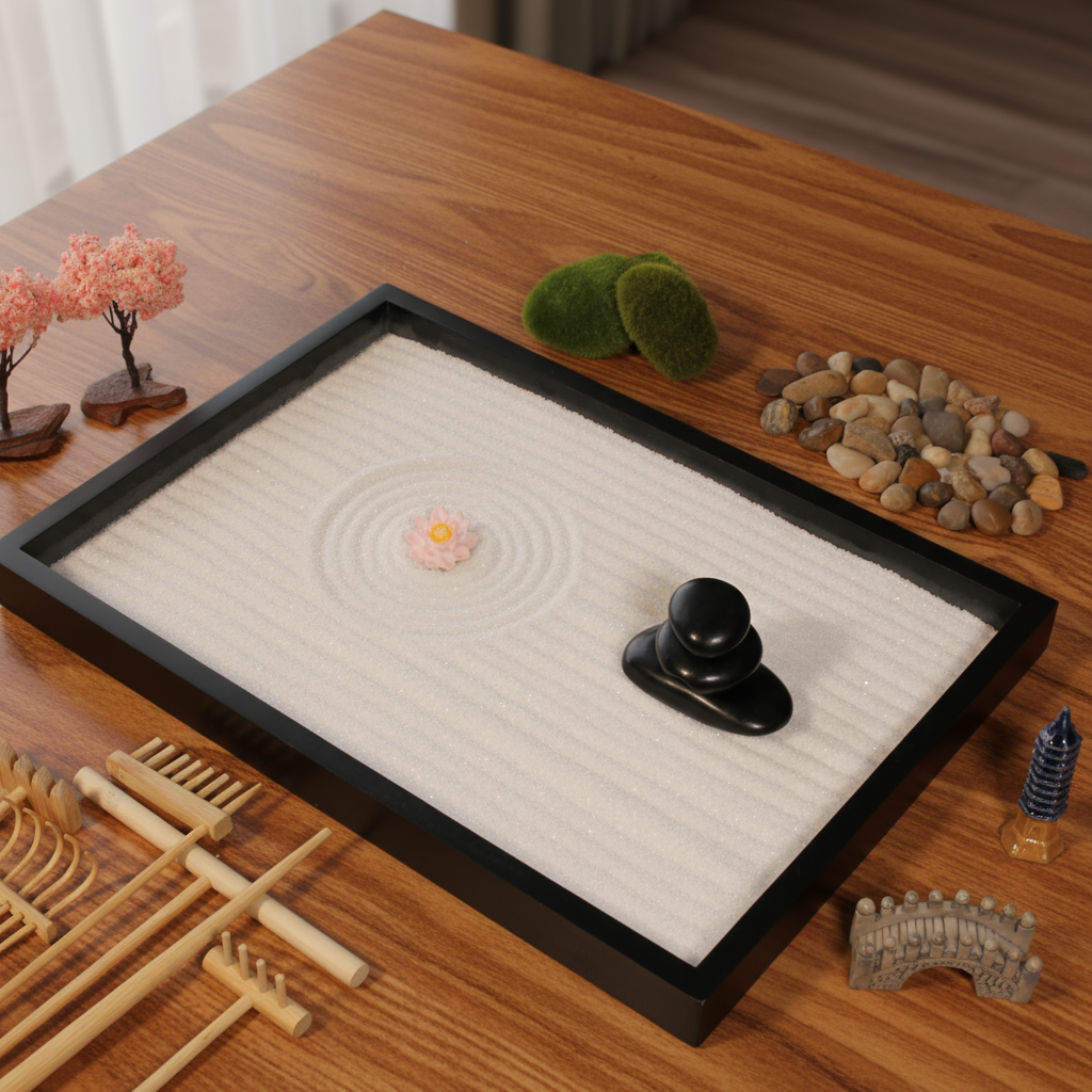 Japanese Zen Garden Kit - Premium Desktop Sand Garden Mindfulness