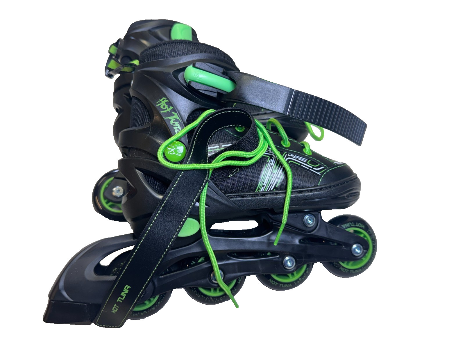 Hot Tuna Inline Skates Kids UK 1-3.5 EU 32-35 Black Green Adjustable image 2