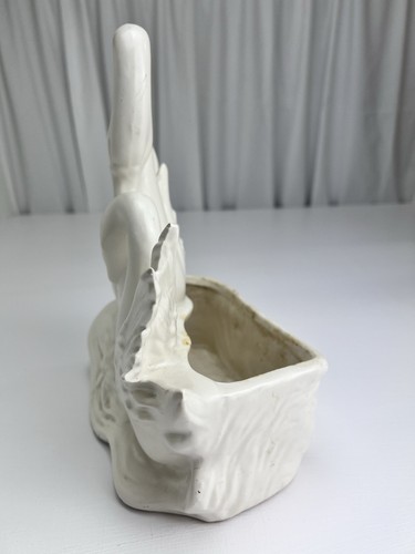 VTG 1950s Hull Pottery White Graceful Swan + Lotus Planter #81 Statue Home Decor - Picture 8 of 14