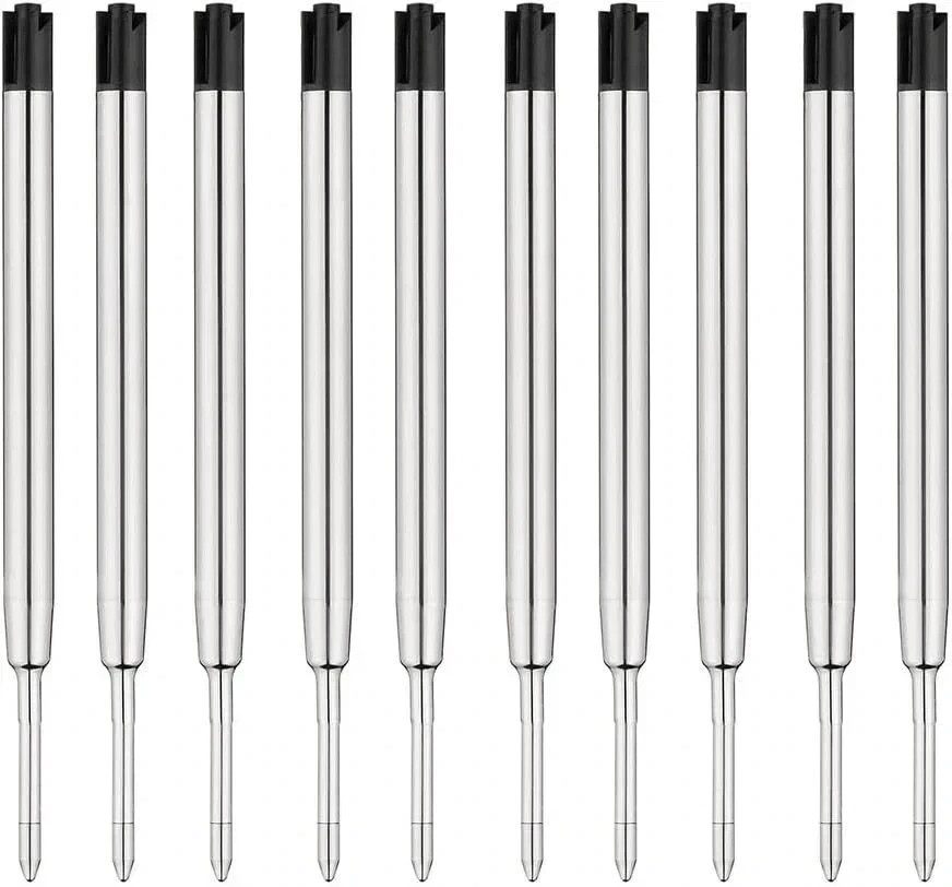 10Pc Ballpoint Pen Refills Black Ink 1mm Medium Tip Parker Style