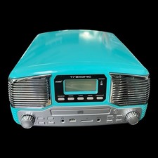 Trexonic Retro Turquoise Bluetooth 3 Speed Turntable Record CD Player FM USB SD