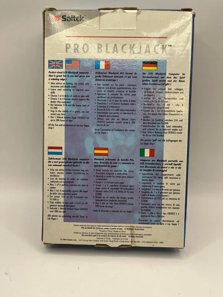 NIOB Saitek Pro Blackjack Portátil Portátil Portátil Videojuego de Cartas Foto 2 de 2